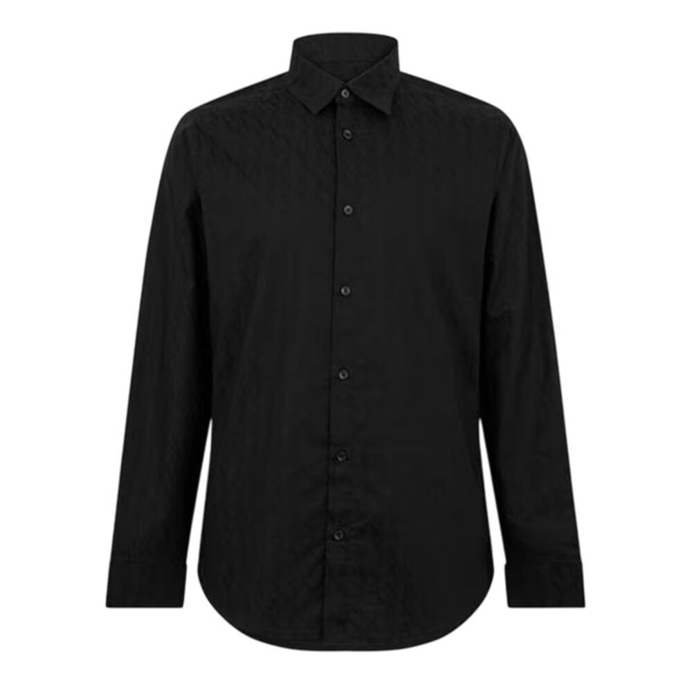 Armani Exchange Mens Textured Point Collar Shirt / Black